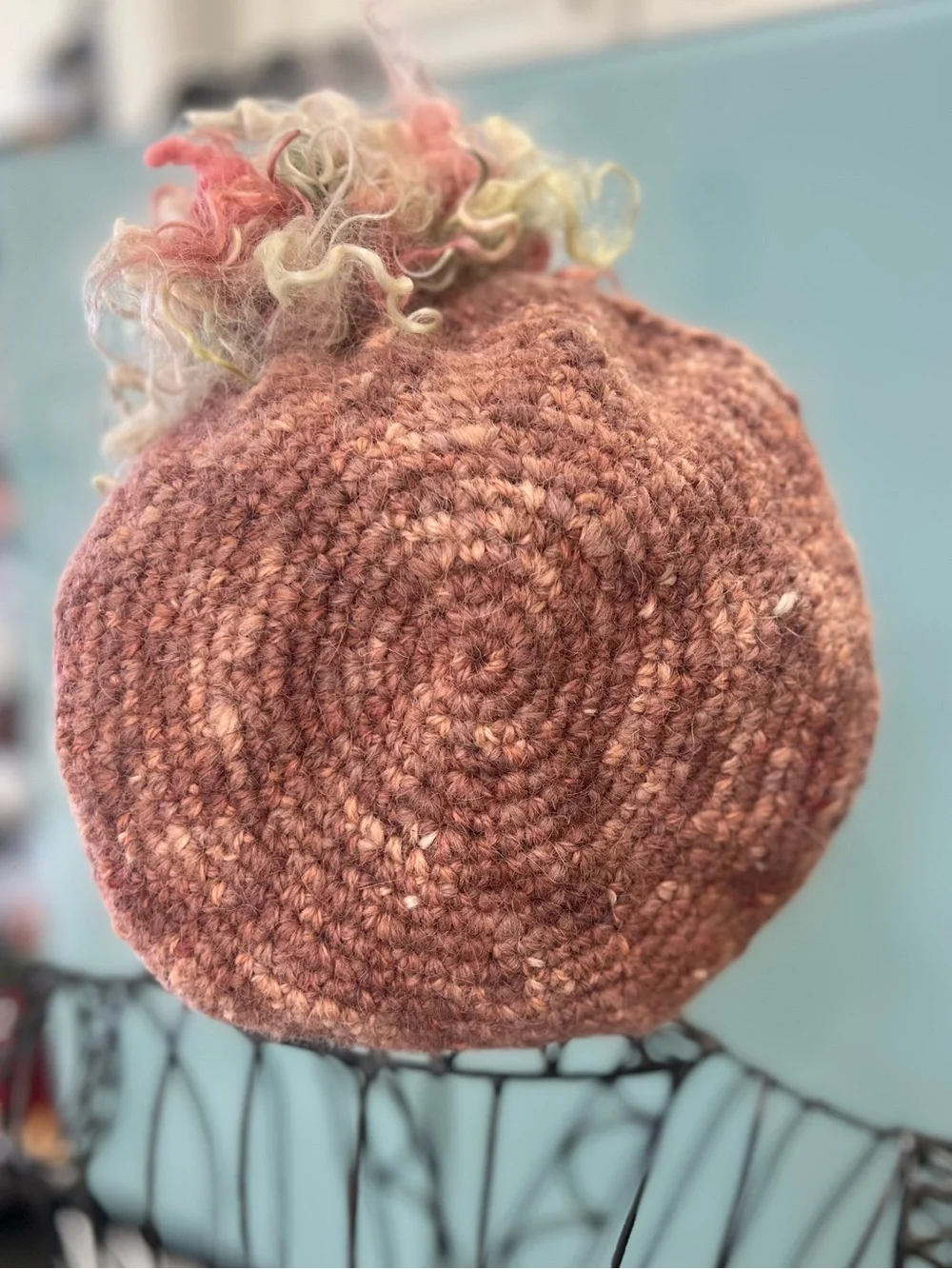 Artisan Hand-Spun Wool/Alpaca 3-Pc Set - Slouchy Beret, Scarf & Brooch